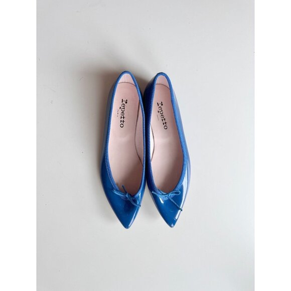 REPETTO Brigitte Cobalt Blue Patent Leather Pointed Toe Ballet Flats, Size 38 - Picture 2 of 14